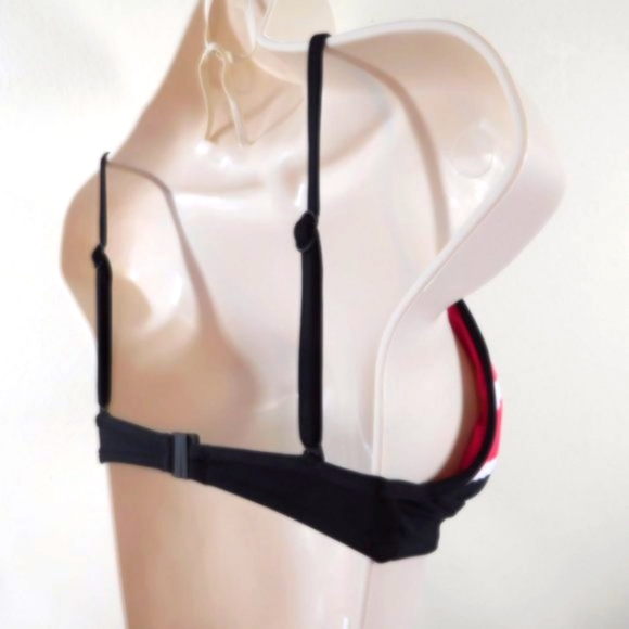 SEAFOLLY Women New White Red Black Stripes NWT US Size 4 Bikini TOP Swimwear - Picture 7 of 8